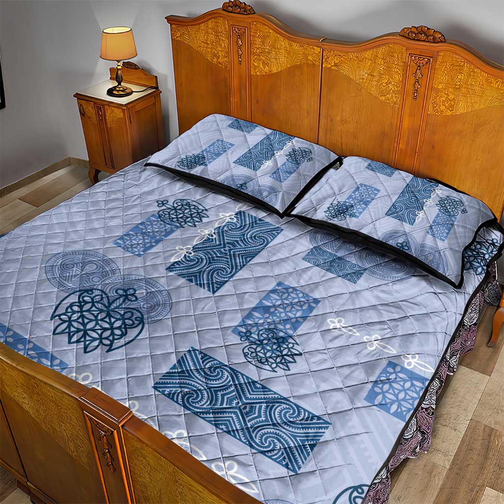 Vintage Lapita Quilt Bed Set Iconic Double Face Pattern Blue