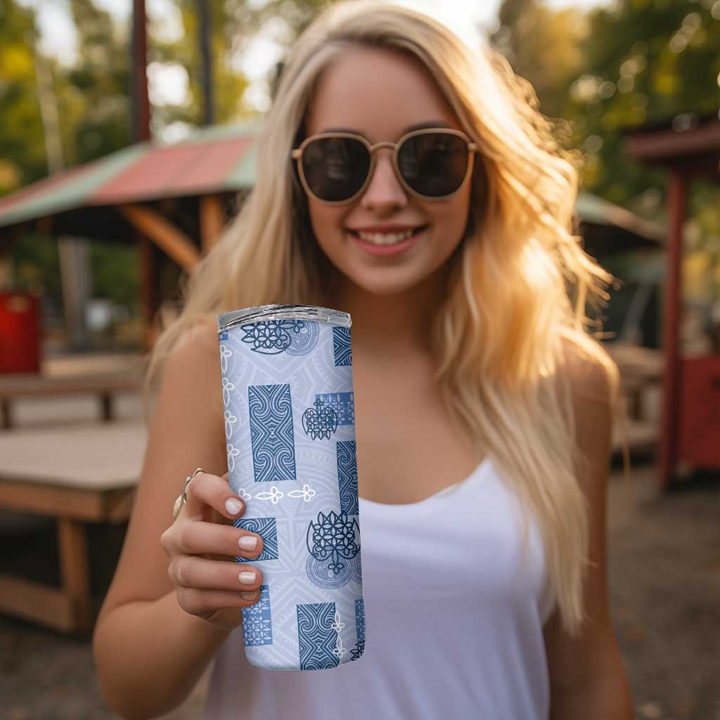 Vintage Lapita Skinny Tumbler Iconic Double Face Pattern Blue