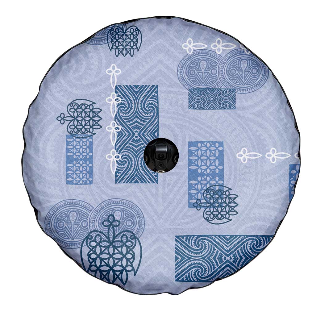 Vintage Lapita Spare Tire Cover Iconic Double Face Pattern Blue