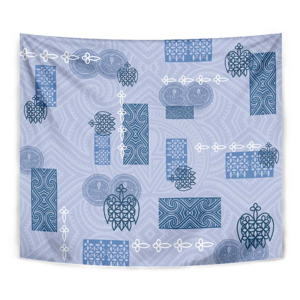 Vintage Lapita Tapestry Iconic Double Face Pattern Blue