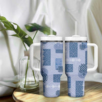 Vintage Lapita Tumbler With Handle Iconic Double Face Pattern Blue