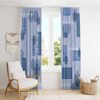 Vintage Lapita Window Curtain Iconic Double Face Pattern Blue