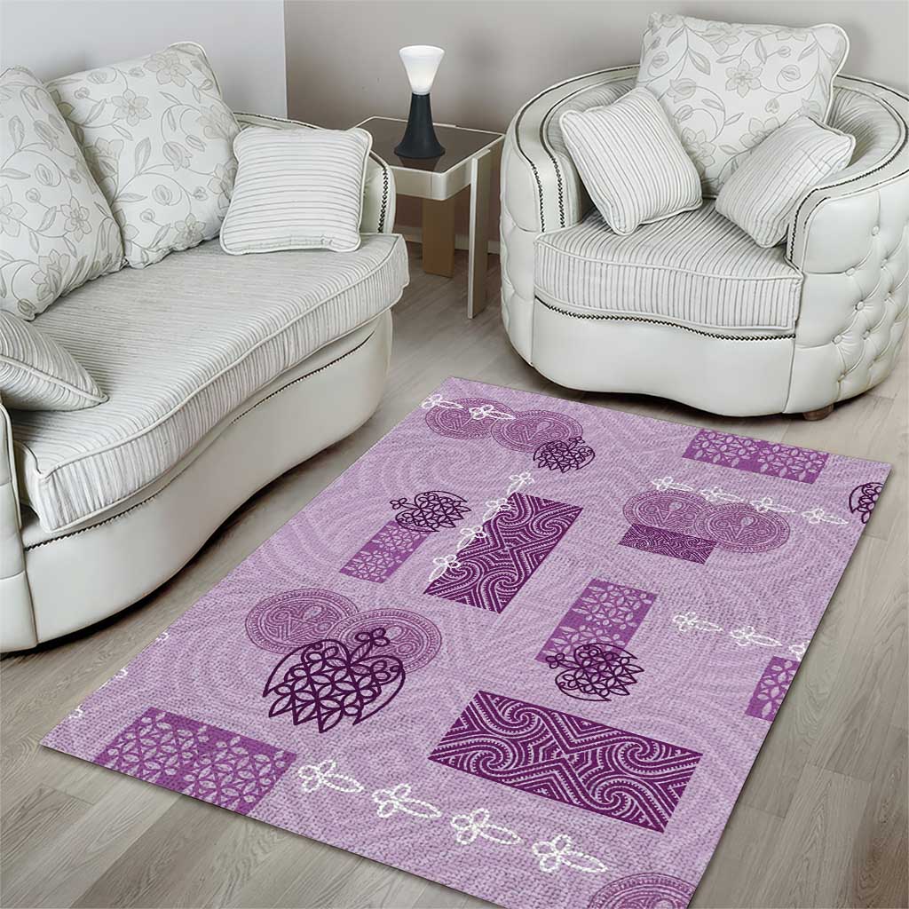 Vintage Lapita Area Rug Iconic Double Face Pattern Violet