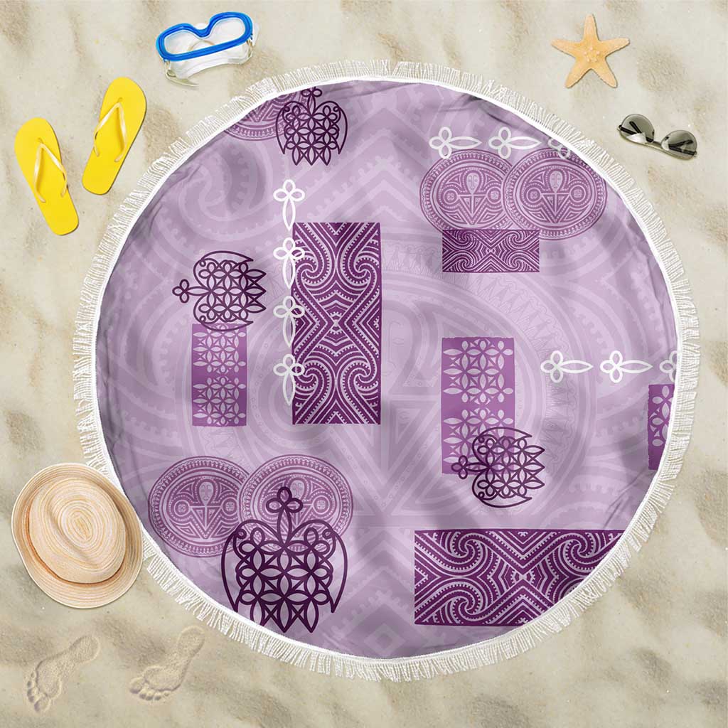 Vintage Lapita Beach Blanket Iconic Double Face Pattern Violet