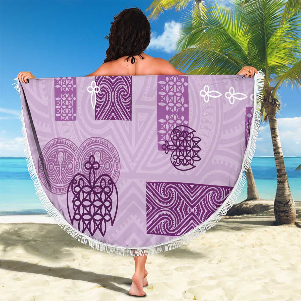 Vintage Lapita Beach Blanket Iconic Double Face Pattern Violet