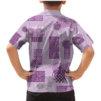 Vintage Lapita Family Matching Mermaid Dress and Hawaiian Shirt Iconic Double Face Pattern Violet
