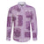 Vintage Lapita Family Matching Off Shoulder Maxi Dress and Hawaiian Shirt Iconic Double Face Pattern Violet