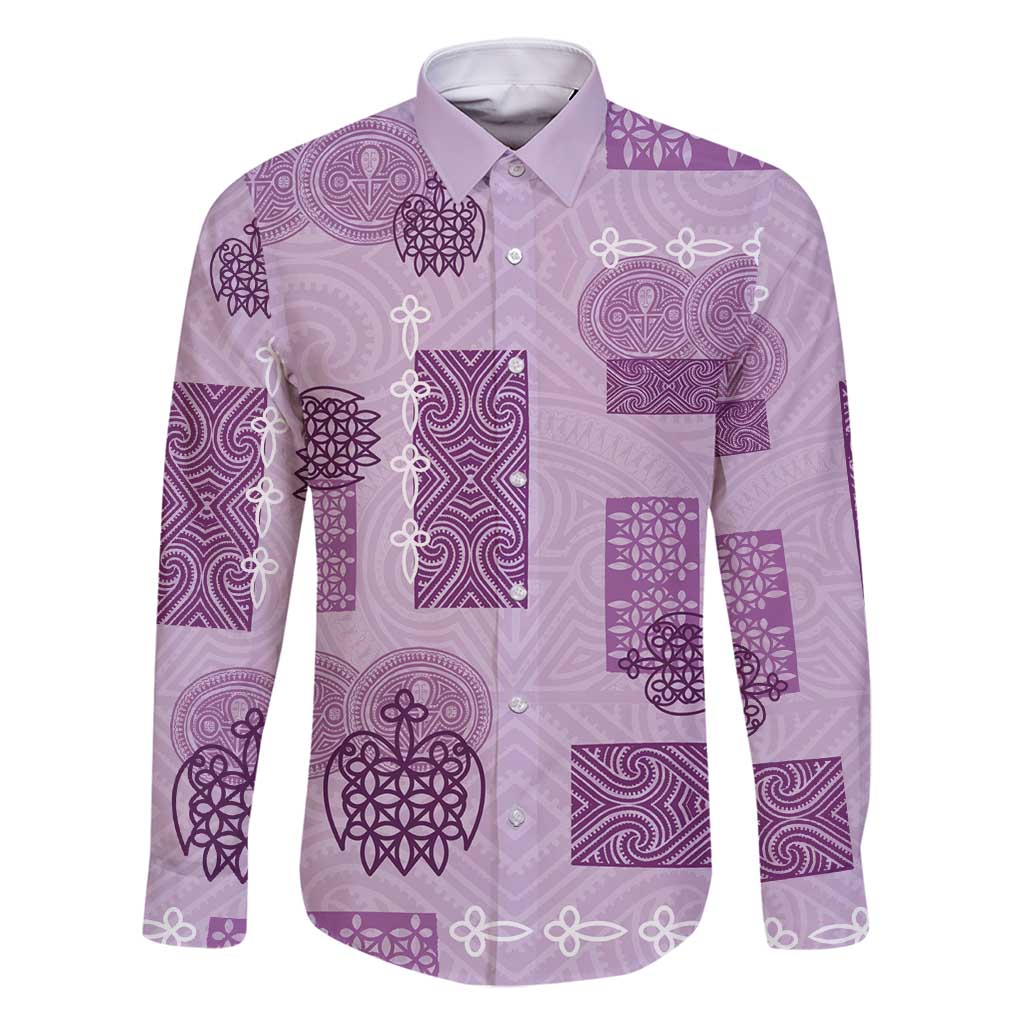Vintage Lapita Family Matching Off Shoulder Short Dress and Hawaiian Shirt Iconic Double Face Pattern Violet