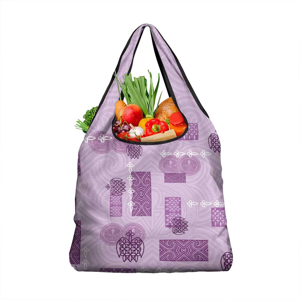 Vintage Lapita Grocery Bag Iconic Double Face Pattern Violet