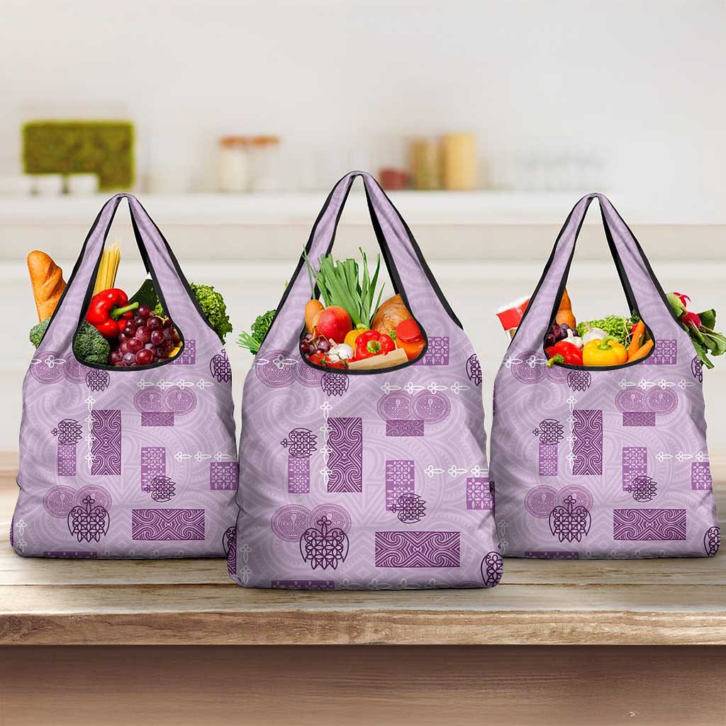 Vintage Lapita Grocery Bag Iconic Double Face Pattern Violet