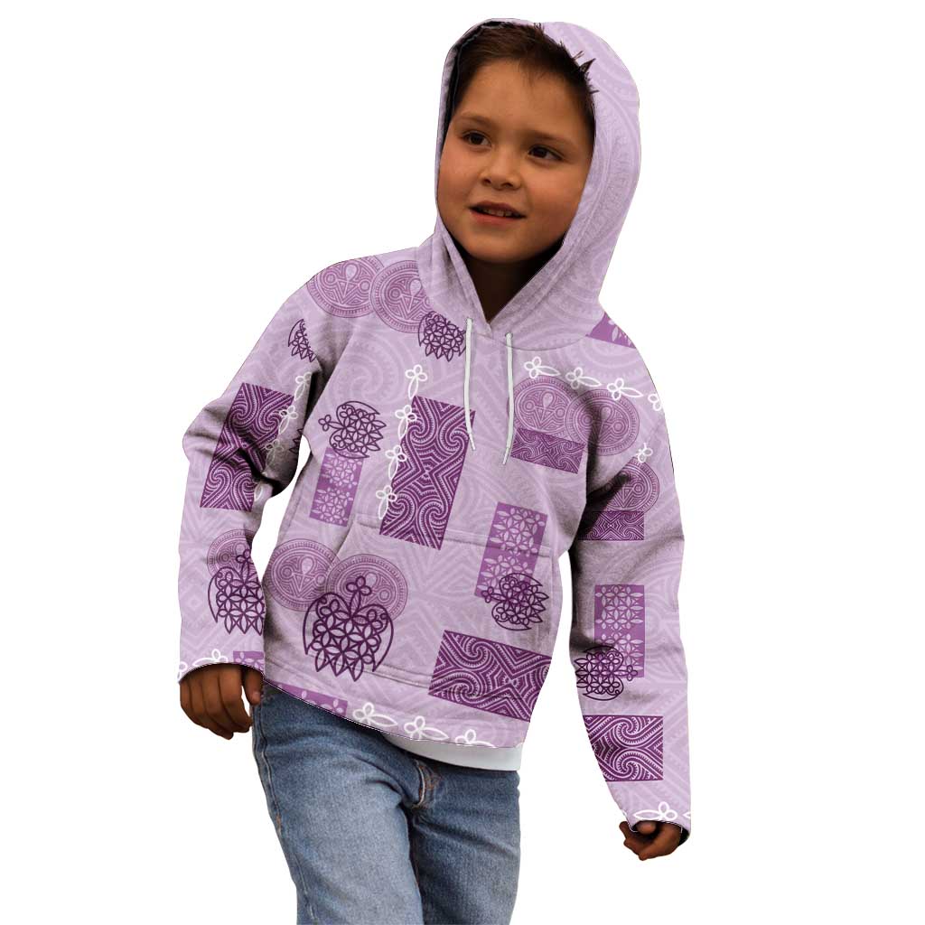 Vintage Lapita Kid Hoodie Iconic Double Face Pattern Violet
