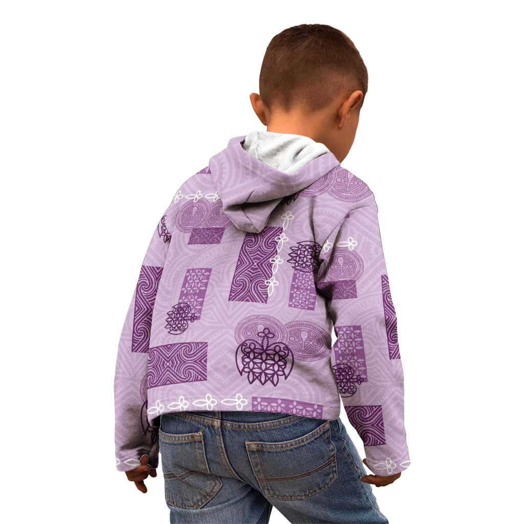 Vintage Lapita Kid Hoodie Iconic Double Face Pattern Violet