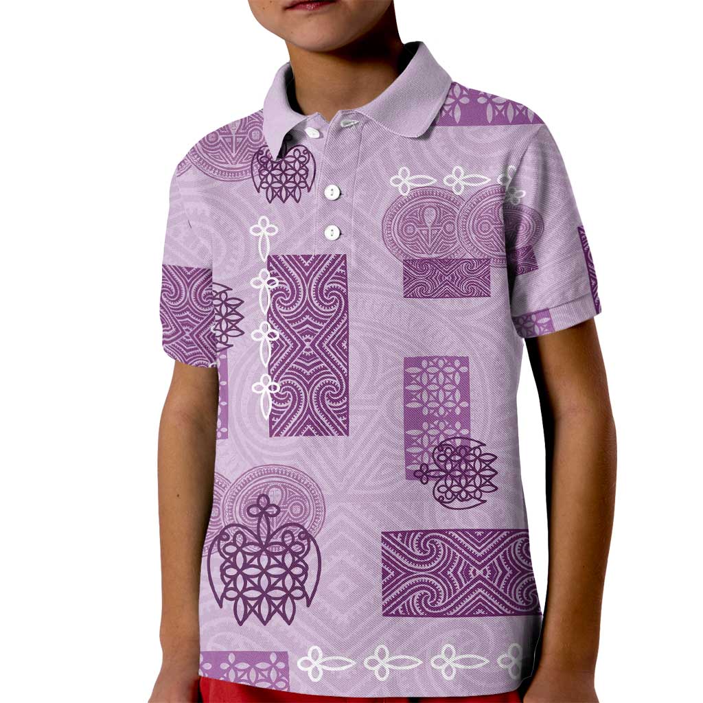 Vintage Lapita Kid Polo Shirt Iconic Double Face Pattern Violet