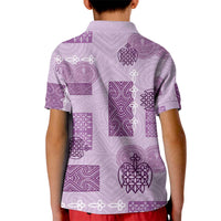 Vintage Lapita Kid Polo Shirt Iconic Double Face Pattern Violet