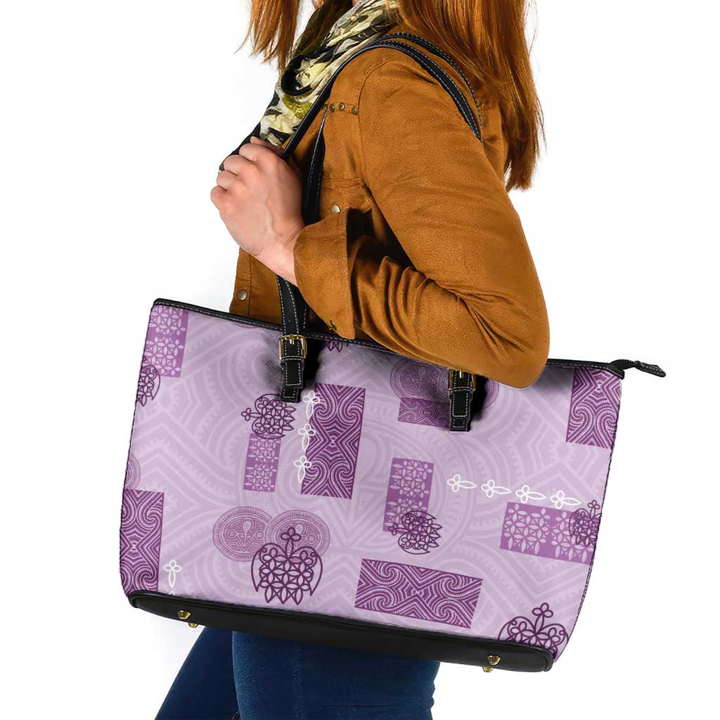 Vintage Lapita Leather Tote Bag Iconic Double Face Pattern Violet