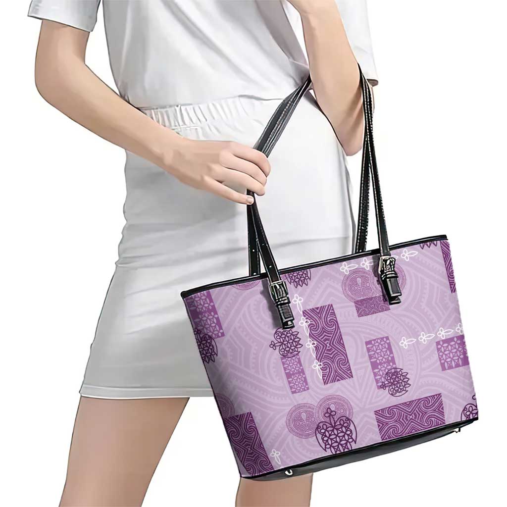 Vintage Lapita Leather Tote Bag Iconic Double Face Pattern Violet