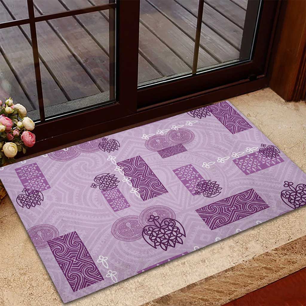 Vintage Lapita Rubber Doormat Iconic Double Face Pattern Violet