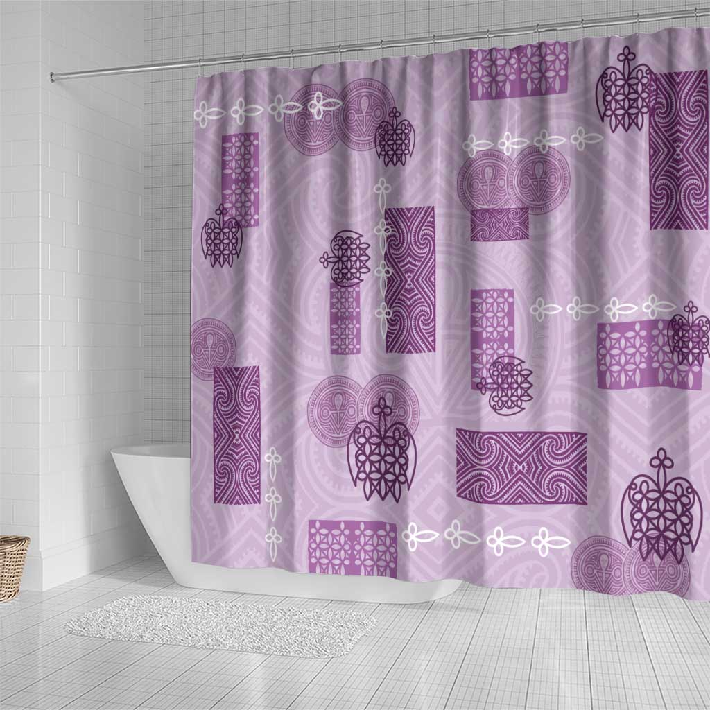 Vintage Lapita Shower Curtain Iconic Double Face Pattern Violet