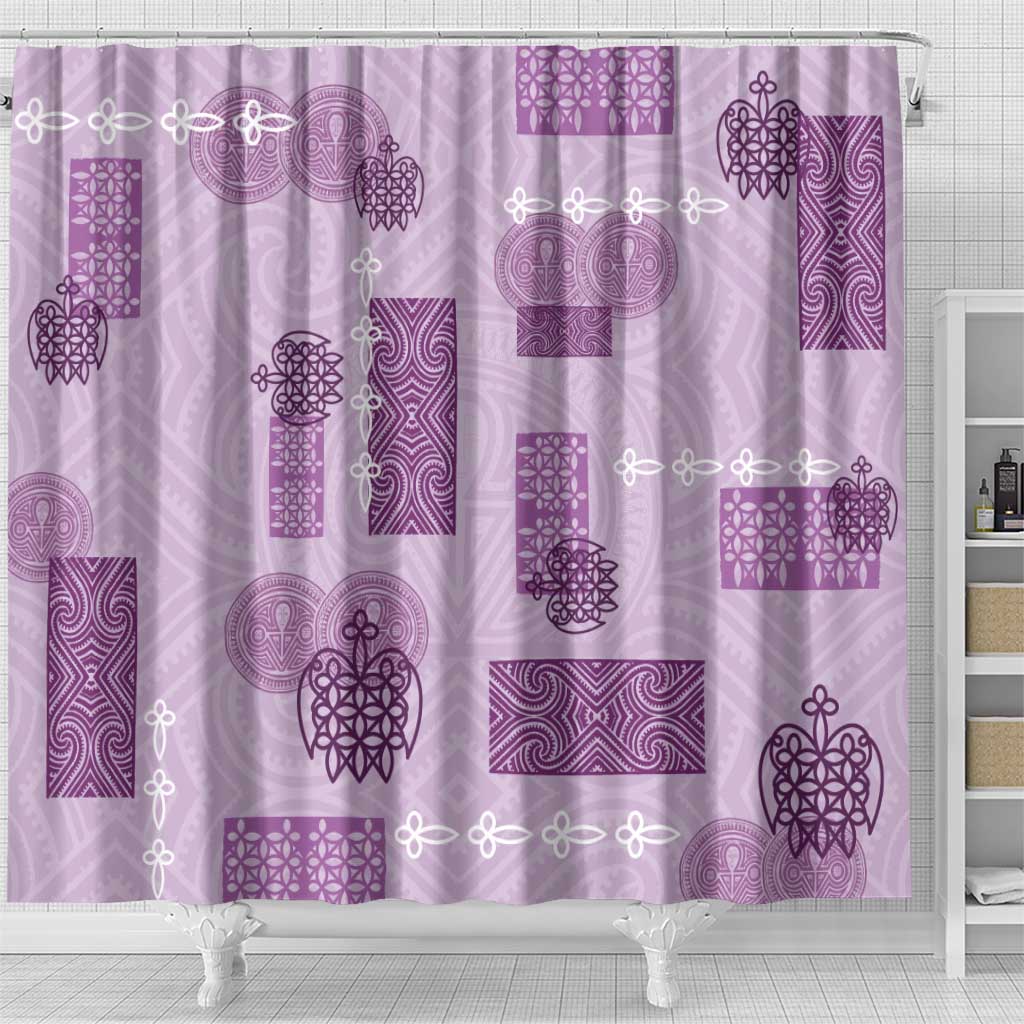 Vintage Lapita Shower Curtain Iconic Double Face Pattern Violet