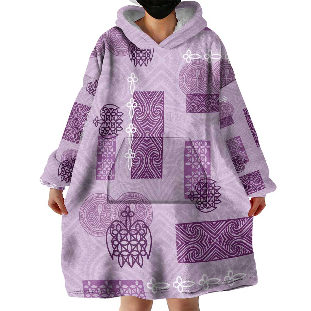 Vintage Lapita Wearable Blanket Hoodie Iconic Double Face Pattern Violet