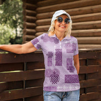 Vintage Lapita Women Polo Shirt Iconic Double Face Pattern Violet