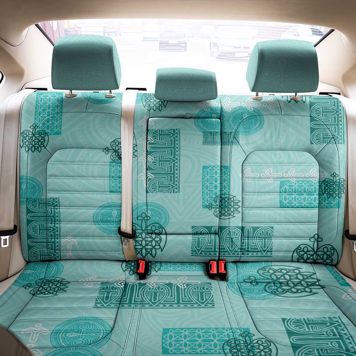 Vintage Lapita Back Car Seat Cover Iconic Double Face Pattern Turquoise