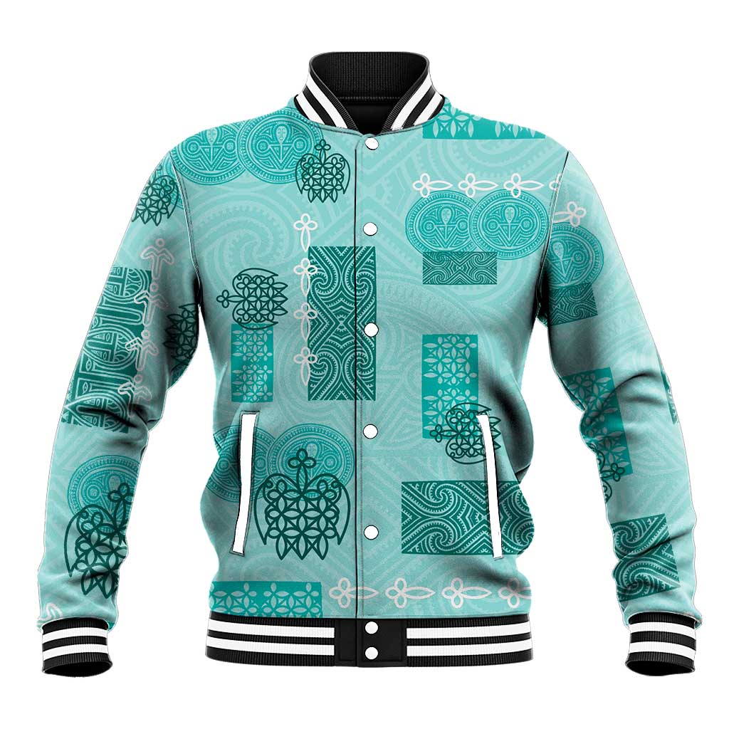 Vintage Lapita Baseball Jacket Iconic Double Face Pattern Turquoise LT05