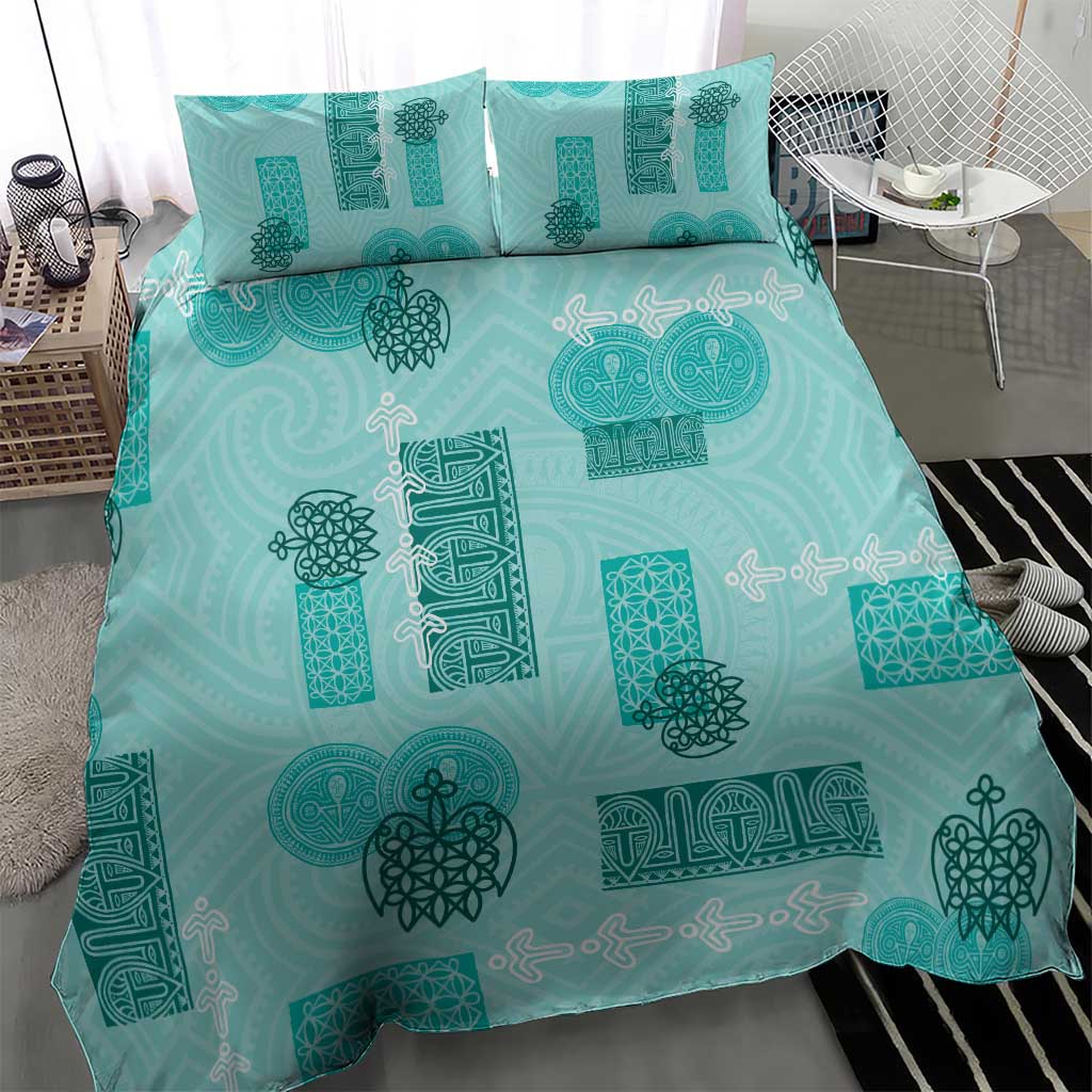 Vintage Lapita Bedding Set Iconic Double Face Pattern Turquoise