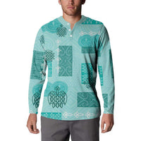Vintage Lapita Button Sweatshirt Iconic Double Face Pattern Turquoise LT05