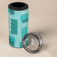 Vintage Lapita 4 in 1 Can Cooler Tumbler Iconic Double Face Pattern Turquoise