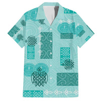 Vintage Lapita Family Matching Long Sleeve Bodycon Dress and Hawaiian Shirt Iconic Double Face Pattern Turquoise LT05