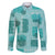 Vintage Lapita Family Matching Short Sleeve Bodycon Dress and Hawaiian Shirt Iconic Double Face Pattern Turquoise LT05