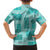 Vintage Lapita Family Matching Tank Maxi Dress and Hawaiian Shirt Iconic Double Face Pattern Turquoise LT05
