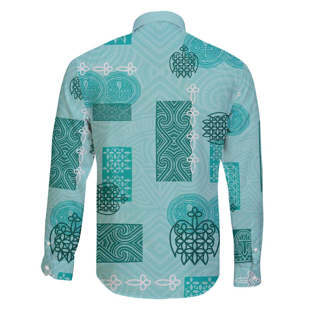 Vintage Lapita Family Matching Tank Maxi Dress and Hawaiian Shirt Iconic Double Face Pattern Turquoise LT05