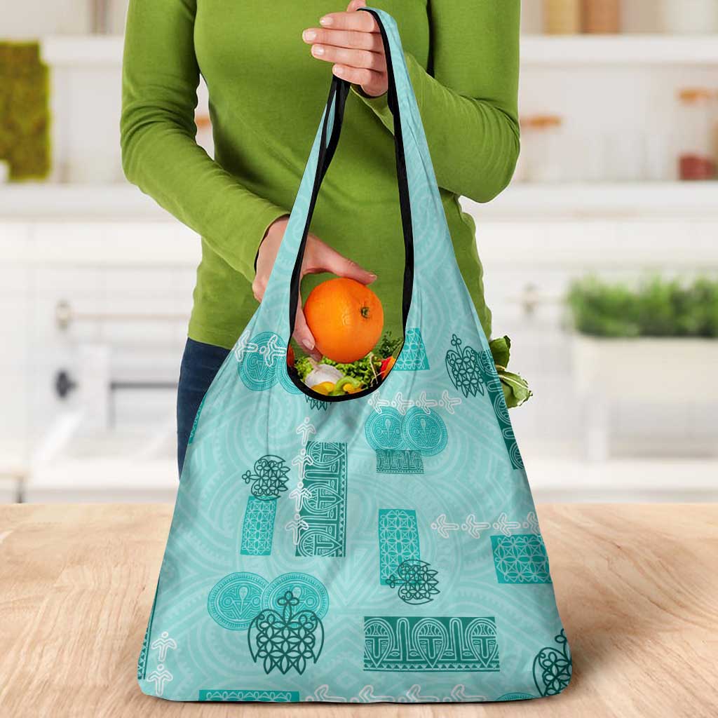 Vintage Lapita Grocery Bag Iconic Double Face Pattern Turquoise