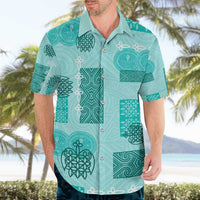 Vintage Lapita Hawaiian Shirt Iconic Double Face Pattern Turquoise LT05