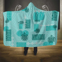 Vintage Lapita Hooded Blanket Iconic Double Face Pattern Turquoise
