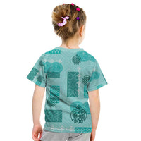 Vintage Lapita Kid T Shirt Iconic Double Face Pattern Turquoise LT05