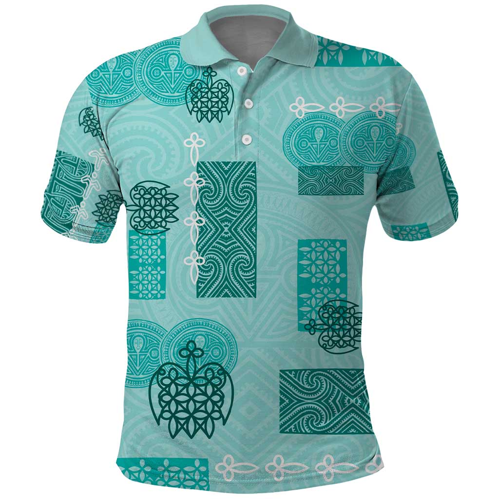Vintage Lapita Polo Shirt Iconic Double Face Pattern Turquoise LT05