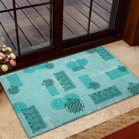 Vintage Lapita Rubber Doormat Iconic Double Face Pattern Turquoise