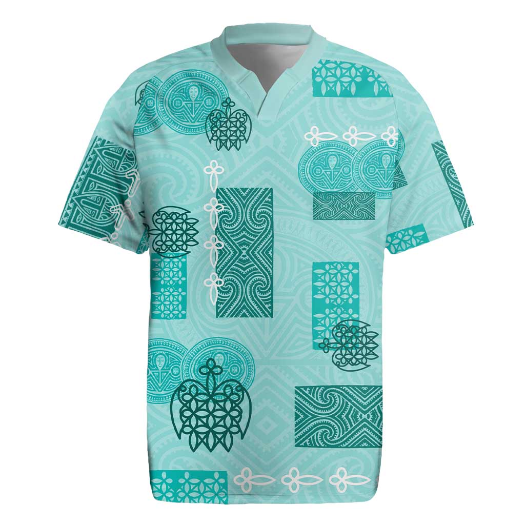 Vintage Lapita Rugby Jersey Iconic Double Face Pattern Turquoise LT05