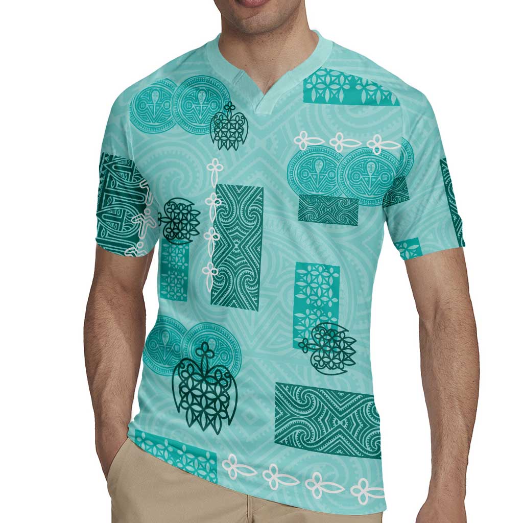 Vintage Lapita Rugby Jersey Iconic Double Face Pattern Turquoise LT05