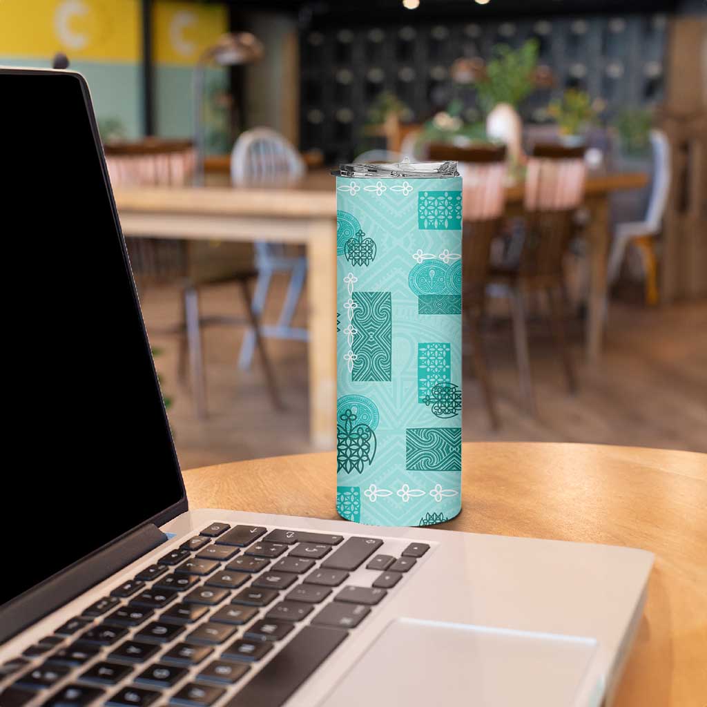 Vintage Lapita Skinny Tumbler Iconic Double Face Pattern Turquoise