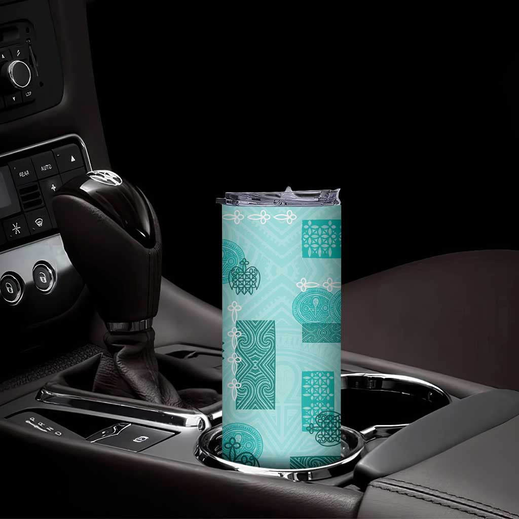 Vintage Lapita Skinny Tumbler Iconic Double Face Pattern Turquoise