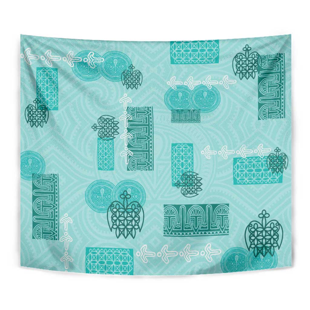 Vintage Lapita Tapestry Iconic Double Face Pattern Turquoise