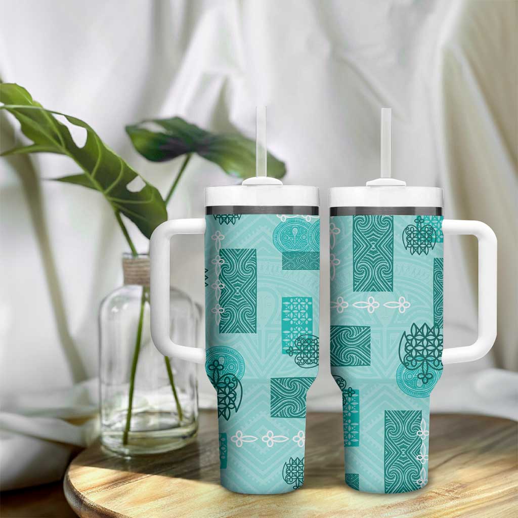 Vintage Lapita Tumbler With Handle Iconic Double Face Pattern Turquoise