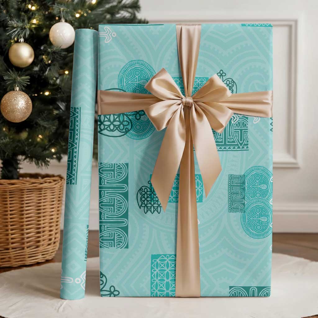 Vintage Lapita Wrapping Paper Iconic Double Face Pattern Turquoise - Polynesian Pride