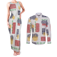 Vintage Lapita Couples Matching Tank Maxi Dress and Long Sleeve Button Shirt Iconic Double Face Pattern