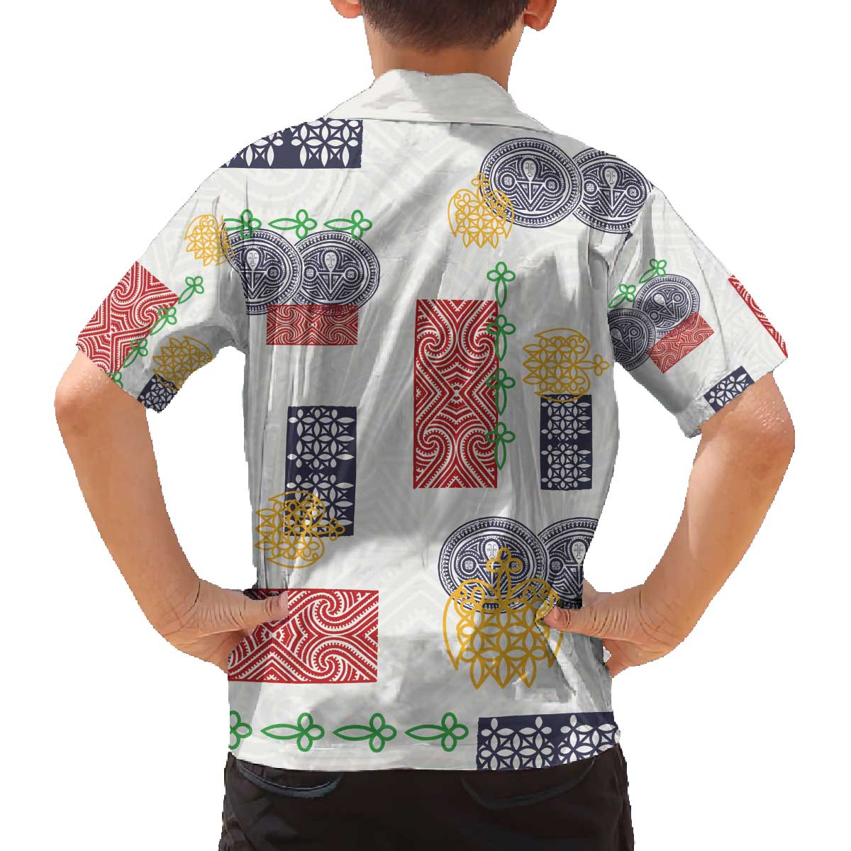 Vintage Lapita Family Matching Off The Shoulder Long Sleeve Dress and Hawaiian Shirt Iconic Double Face Pattern