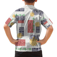 Vintage Lapita Family Matching Off The Shoulder Long Sleeve Dress and Hawaiian Shirt Iconic Double Face Pattern